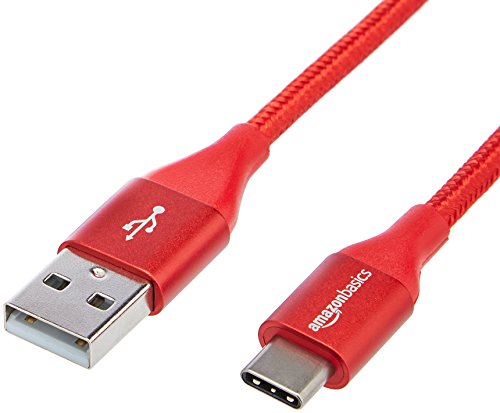 Product Cover AmazonBasics Double Braided Nylon USB Type-C to Type-A 2.0 Male Charger Cable | 6 feet, Red