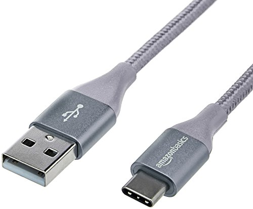 Product Cover AmazonBasics Double Braided Nylon USB Type-C to Type-A 2.0 Male Charger Cable | 10 feet, Dark Grey