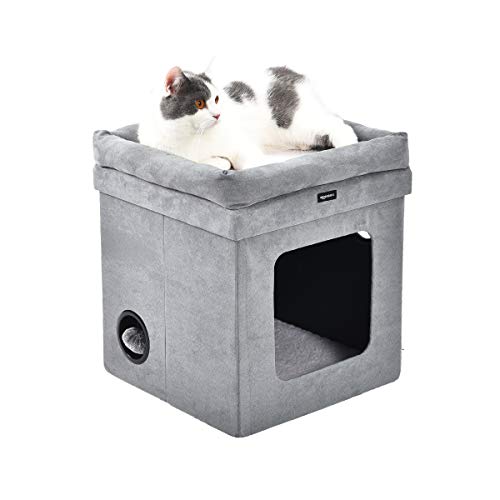 Product Cover AmazonBasics Collapsible Cube Cat Bed - 15 x 15 x 17 Inches, Grey