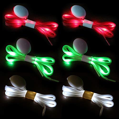 Product Cover Novelty Place |3 Pairs| LED Light Up Shoelaces with 3 Modes for Party, Dancing, Running & DIY - 3 Pairs (Green, Red & White)