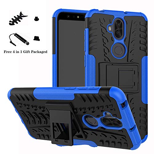 Product Cover ZenFone 5Q ZC600KL case,LiuShan Shockproof Heavy Duty Combo Hybrid Rugged Dual Layer Grip Cover with Kickstand for ASUS ZenFone 5Q (ZC600KL) 6.0-inches Smartphone (with 4in1 Packaged),Blue