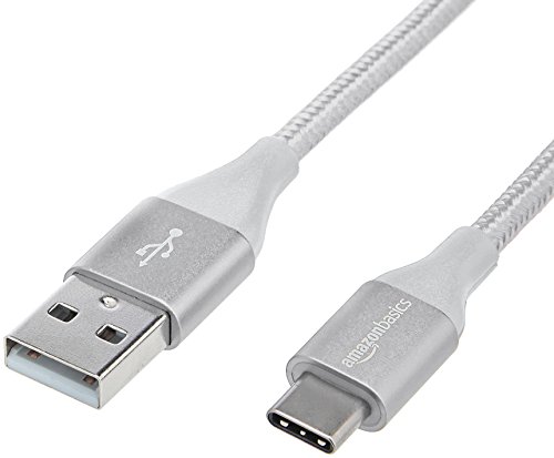 Product Cover AmazonBasics Double Braided Nylon USB Type-C to Type-A 2.0 Male Charger Cable | 3 feet, Silver