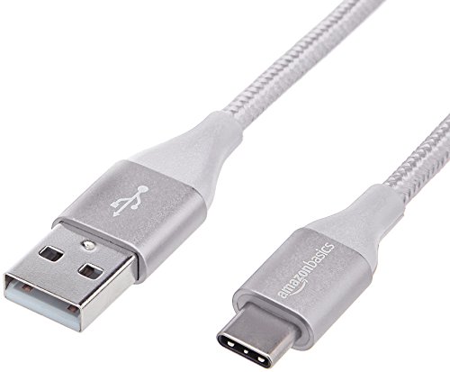 Product Cover AmazonBasics Double Braided Nylon USB Type-C to Type-A 2.0 Male Charger Cable | 6 feet, Silver