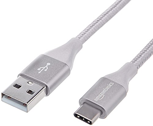 Product Cover AmazonBasics Double Braided Nylon USB Type-C to Type-A 2.0 Male Charger Cable | 10 feet, Silver