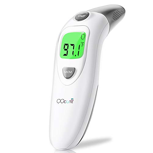 Product Cover QQcute Forehead and Ear Thermometer for Fever, Infrared Digital Medical Basal Thermometer with Accurate and Fast Reading for Baby, Kids, Child and Adults