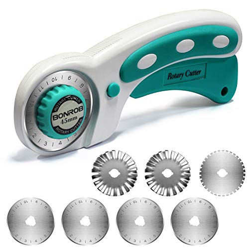 Product Cover BONROB 45mm Rotary Cutter, with 7 Replacement Rotary Blades for Crafting, Sewing, Quilting