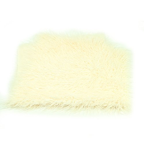 Product Cover Newborn Photo Props Faux Fur Soft 29.5x19.7 inch Baby Boy Girl Photo Blanket Studio Backdrop Photo Mat White