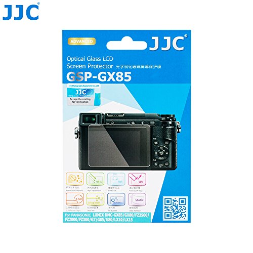 Product Cover JJC Tempered Glass Screen Protector for Panasonic Lumix DMC-GX85/GX80, DMC-FZ2000/FZ2500, DMC-G7/DMC-FZ300, DMC- G80/G85, DMC-LX10/LX15, Ultra-Thin 0.3mm/9H Hardness/2.5D Round Edges