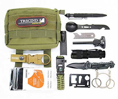 Product Cover Fishing Gifts Christmas Birthday Gifts for Men Him Dad Boyfriend, Survival Gear Kit 11 in 1 Molle Pouch EDC Survival Bag, Multitool for Camping, Hiking,Trekking Wild Adventure Earthquake