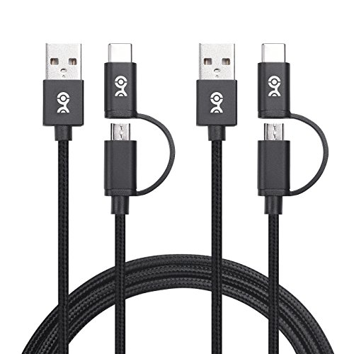 Product Cover Cable Matters 2-Pack 2-in-1 USB-C Cable (USB Type-C Cable) with Tethered USB C to Micro USB Adapter 3.3 Feet for Samsung Galaxy S9, S8, Note 8 and More