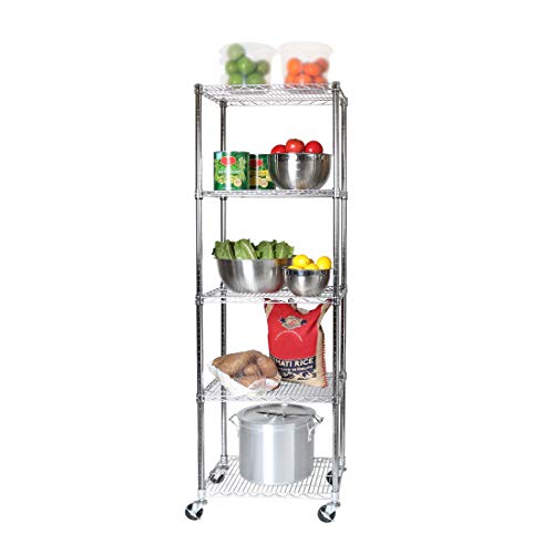 Product Cover Seville Classics UltraDurable Commercial-Grade 5-Tier NSF-Certified Steel Wire Shelving with Wheels, 24