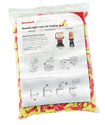 Product Cover Howard Leight Laser Lite Hi-Visibility Earplug Refill for HL400 Dispenser, 200 Pairs (LPF-LS4-REFILL)