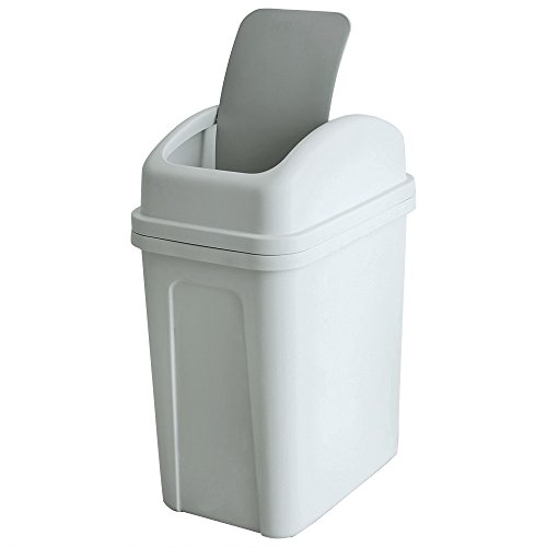 Product Cover Teyyvn 7 Liter / 1.8 Gallon Plastic Trash Can, Small Garbage Can with Swing Lid (Slightly Grey)