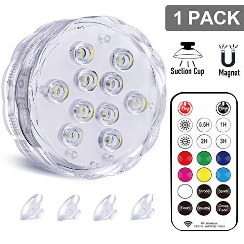 Product Cover Qoolife RGBW Underwater LED Lights with Magnet, RF Remote and Suction Cups - 3.3