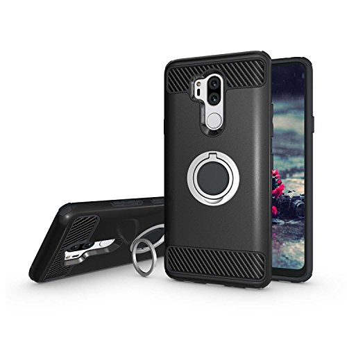 Product Cover Newseego Compatible with LG G7 ThinQ Case,LG G7 Case with Armor Dual Layer 2 in 1 with Extreme Heavy Duty Protection and Finger Ring Holder Kickstand Fit Magnetic Car Mount for LG G7 ThinQ -Black
