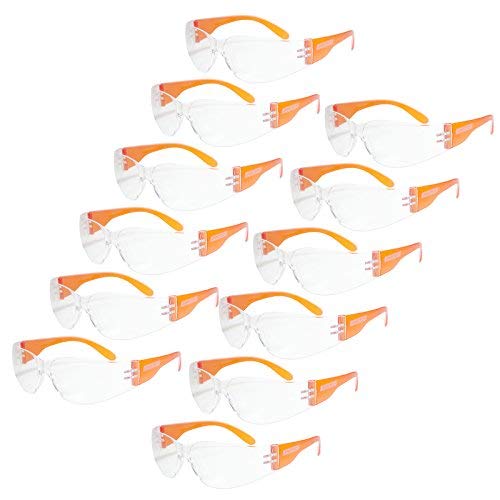 Product Cover JORESTECH Eyewear Protective Safety Glasses, Polycarbonate Impact Resistant Lens Pack of 12 (Orange)