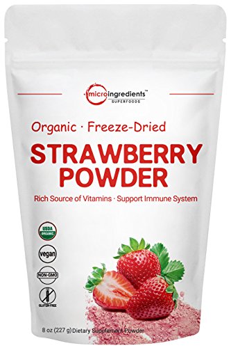 Product Cover Organic Strawberry Freeze Dried Powder, 8 Ounce, Rich in Multivitamins and Antioxidants, Best Super Foods for Smoothie & Beverage Blend, Non-GMO and Vegan Friendly