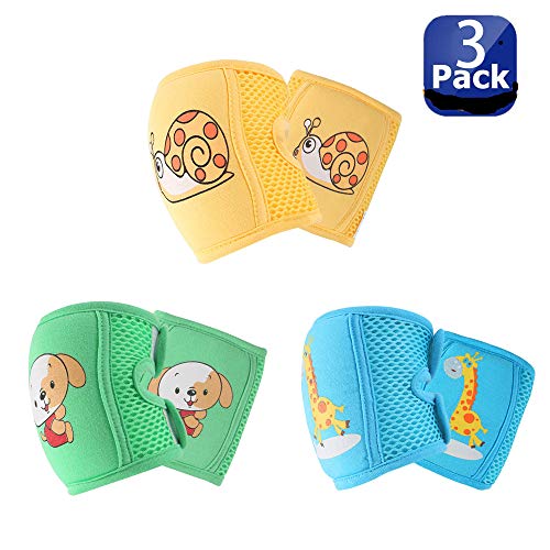 Product Cover NASHRIO Baby Knee Pads for Crawling (3 Pairs), Anti-Slip and Protect Infants & Toddlers Knees, Elbows and Legs. Adjustable Straps and Breathable 3D Mesh for Boys and Girls (Unisex)