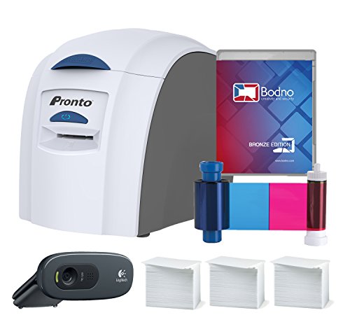 Product Cover Magicard Pronto ID Card Printer & Supper Supplies Package with Bodno ID Software, Camera, 300 Cards and 300 Print Ribbon