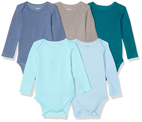 Product Cover Hanes Ultimate Baby Flexy 5 Pack Long Sleeve Bodysuits, Blues, 12-18 Months