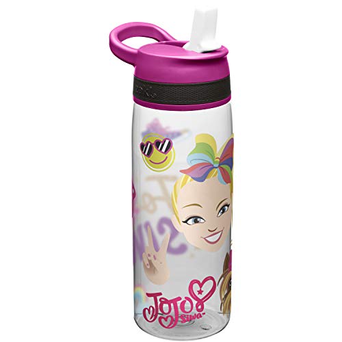 Product Cover Zak Designs Jojo Siwa Kids Water Bottle with Straw and Built-in Carrying Loop, Durable Water Bottle Has Wide Mouth and Break Resistant Design is Perfect for Kids (25oz, Pink, Tritan, BPA-Free)