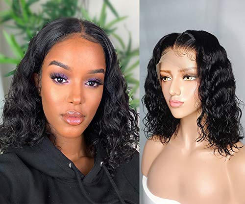 Product Cover 13x6 Lace Front Wigs Human Hair Wigs Wet and Wavy Baby Hair Pre Plucked Glueless Lace Wigs Short Bob Wigs For Black Women (8 inch with 150% density)