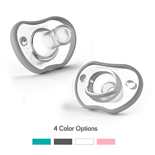 Product Cover Nanobebe Pacifiers 0-3 Month - Orthodontic, Curves Comfortably with Face Contour, Award Winning for Breastfeeding Babies, 100% Silicon - BPA Free. Perfect Baby Registry Gift 2pk,Grey