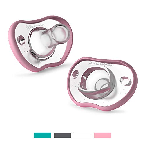 Product Cover Nanobebe Pacifiers 3+ Month - Orthodontic, Curves Comfortably with Face Contour, Award Winning for Breastfeeding Babies, 100% Silicon - BPA Free. Perfect Baby Registry Gift 2pk,Pink