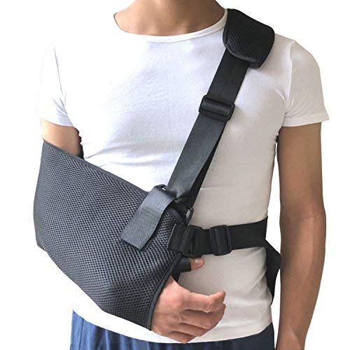 Product Cover Arm Sling Shoulder Immobilizer with Adjustable Split Strap, Lightweight Breathable Wrist Elbow Support for Dislocation, Fracture, Sprains & Broken Arm, Fits Both Adults and Youths