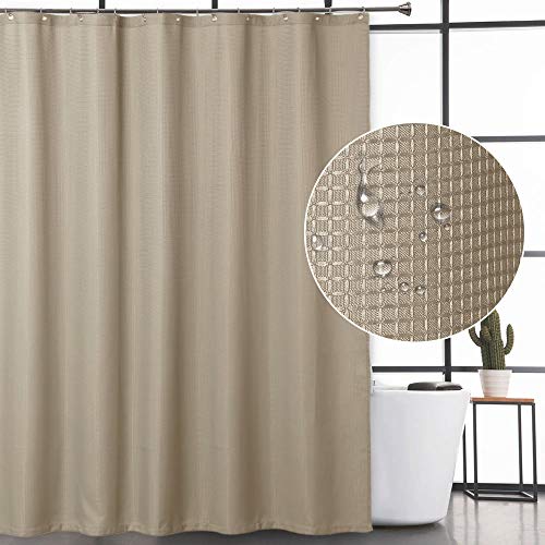 Product Cover CAROMIO Waffle Fabric Shower Curtain, Hotel Quality Waffle Weave Fabric Shower Curtains for Bathroom with Metal Grommets, Taupe, 72x72 Inch