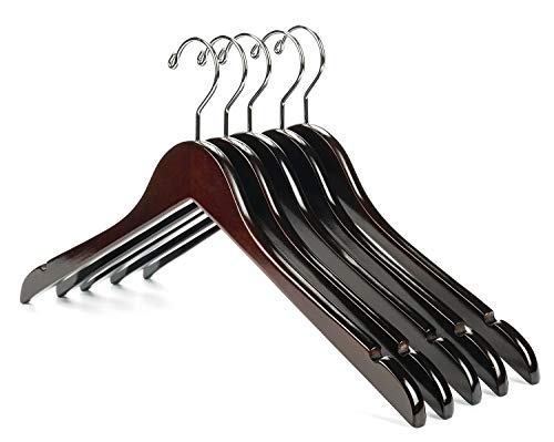 Product Cover Nature Smile High Grade Lotus Wooden Hangers - 10 Pack - Solid Wood Hangers, Dress Shirt Hangers, Coat Jacket hangers, With 4 layers Lacquered and Extra Smooth Finish, 360 Degree Swivel Hook(Walnut)