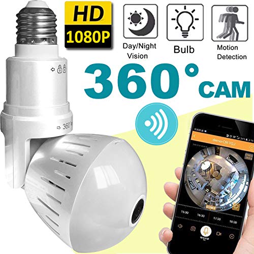 Product Cover [ New upgrade ]  Bulb WiFi IP Camera Wireless Fisheye Spy Hidden Cameras 360° Panoramic for Home Security System Baby Nanny Pet Cat Dog Indoor Night Vision Motion Detection Alarm Smart Home Gifts