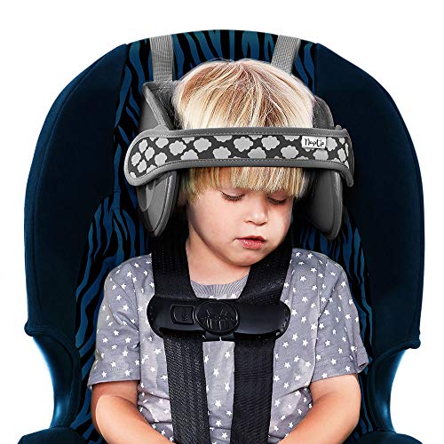 Product Cover NapUp Child Head Support for Car Seats - Safe, Comfortable Head & Neck Pillow Support Solution for Front Facing Car Seats and High Back Boosters - Baby & Kids Travel Accessories (Grey)
