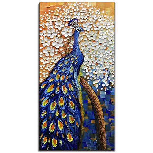Product Cover Yotree Paintings, 24x48 Inch Paintings Peacock with Tree Oil Hand Painting Painting 3D Hand-Painted On Canvas Abstract Artwork Art Wood Inside Framed Hanging Wall Decoration Abstract Painting