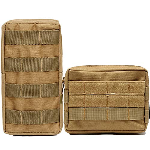 Product Cover Hoanan 2 Pack Molle Pouch Tactical EDC Pouch Admin Organizer Gadget Gear Pouch for Military Backpack(2 Pack- tan)
