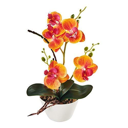 Product Cover Imiee Silk Flowers with Pot 31cm in Height Artificial Orchid Phalaenopsis Arrangement Flower Bonsai with Vase for Room Table Centerpieces-H:12