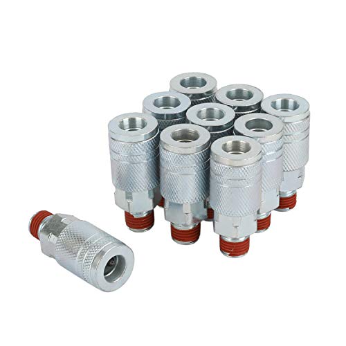 Product Cover WYNNsky Air Tools Accessories Fittings 1/4'' MNPT Zinc-Plated Steel Air Coupler with Sealant, I/M Type, 10 Piece Air Quick Connect Fittings Kit