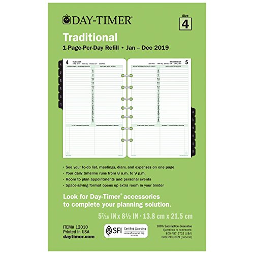 Product Cover Day-Timer 2019 Daily Planner Refill, 5-1/2
