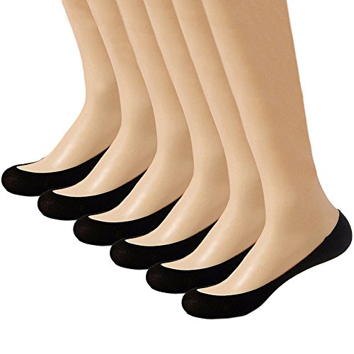 Product Cover No Show Socks Women Non Slip Ultra Low Cut Liner Socks Women's Thin Casual Cotton Loafer Socks for Flats Boat 3 Pairs (One Size,Black)