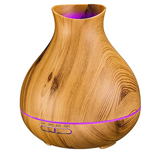 Product Cover Aromatherapy Essential Oil Diffuser 550ml 12 Hours Wood Grain Aroma Diffuser with Timer Cool Mist Humidifier for Large Room, Home, Baby Bedroom, Waterless Auto Shut-off, 7 Colors Lights Changing