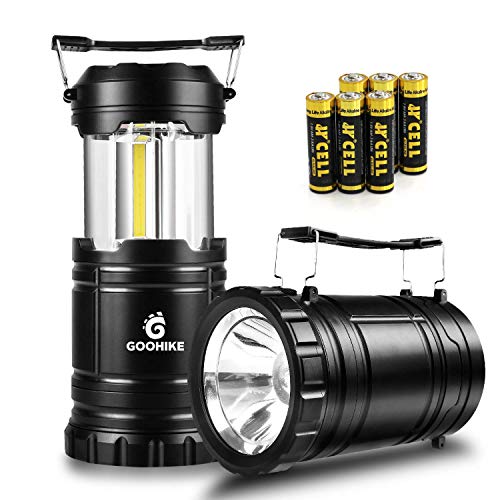 Product Cover GOOHIKE LED Camping Lantern Flashlights - 350 Lumen Ultra Bright 2-In-1 Portable Collapsible Lantern With 6 AA Batteries for Emergencies, Camping, Car Repairing, Black(2 PACK)