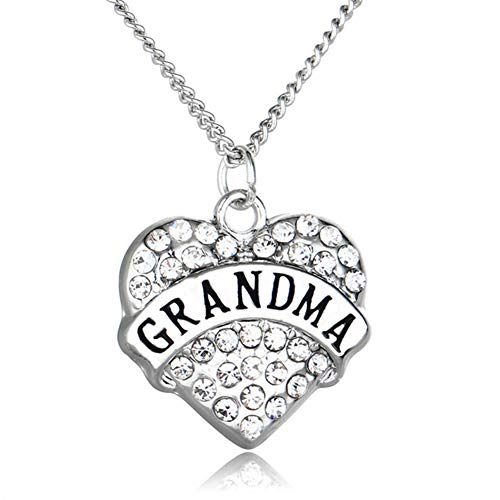 Product Cover Grandma's Birthday Gift Love Heart Moon Necklace Jewelry for Women Mother's Day Gifts for Grandma Mama Valentines Day Christmas Present for Grandmother from Granddaughter Grandson
