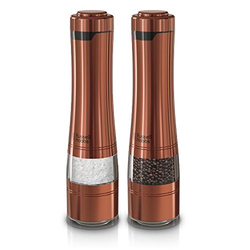 Product Cover Russell Hobbs RHPK4100CPR Electric Salt & Pepper Mill Set with Adjustable Coarseness, Set of 2 Grinders, Copper