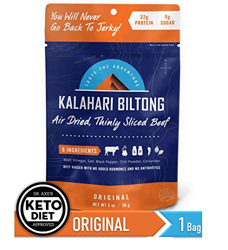 Product Cover Original Kalahari Biltong, Air-Dried Thinly Sliced Beef, 2oz (Pack of 1), Sugar Free, Gluten Free, Keto & Paleo, High Protein Snack