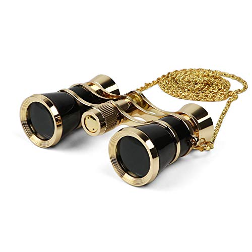 Product Cover Kingscope 3X25 Vintage Opera Glasses Binoculars for Theater Musical Concert (Black, with Chain)