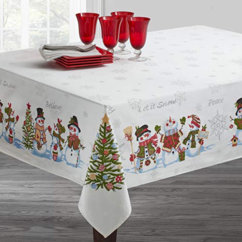 Product Cover Benson Mills Believe Snowman Engineered Printed Tablecloth for Winter and Christmas (60