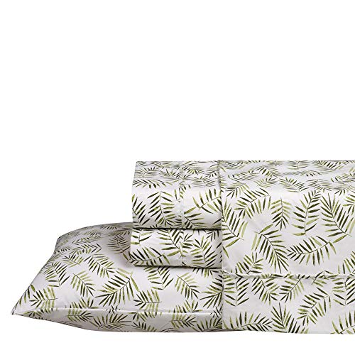 Product Cover Swift Home Caribbean Joe Ultra-Soft Double Brushed 3-Piece Microfiber Sheet Set. Beautiful Tropical Patterns, and Vibrant Solid Colors, Luxury, All-Season Bed Sheet Set - Palm Leaves, Twin