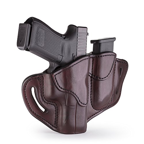 Product Cover 1791 GUNLEATHER Glock 19 Holster and Mag Pouch Combo - Right Hand OWB G19 Leather Holster for Belts - Fits Glock 19, 23, 26, 27, H&K VP40 and Springfield XDS (BH2.1)