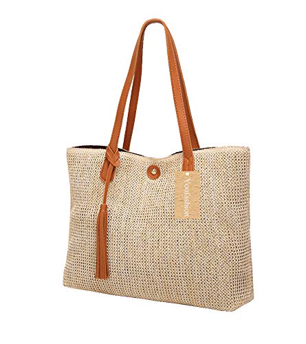 Product Cover Yoofashion Straw Tote Bag For Women Shoulder Bag Summer Beach Bag Girls Fashion Top Handle Woven Handbag
