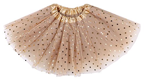 Product Cover Simplicity Girls Tutu 4 Layered Tulle Dress-Up Princess Fairy Tutu Skirt, Golden, 2-8 Years
